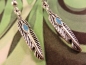 Preview: Feder Ohrringe Vintage Optik Indianer Cowboy blau